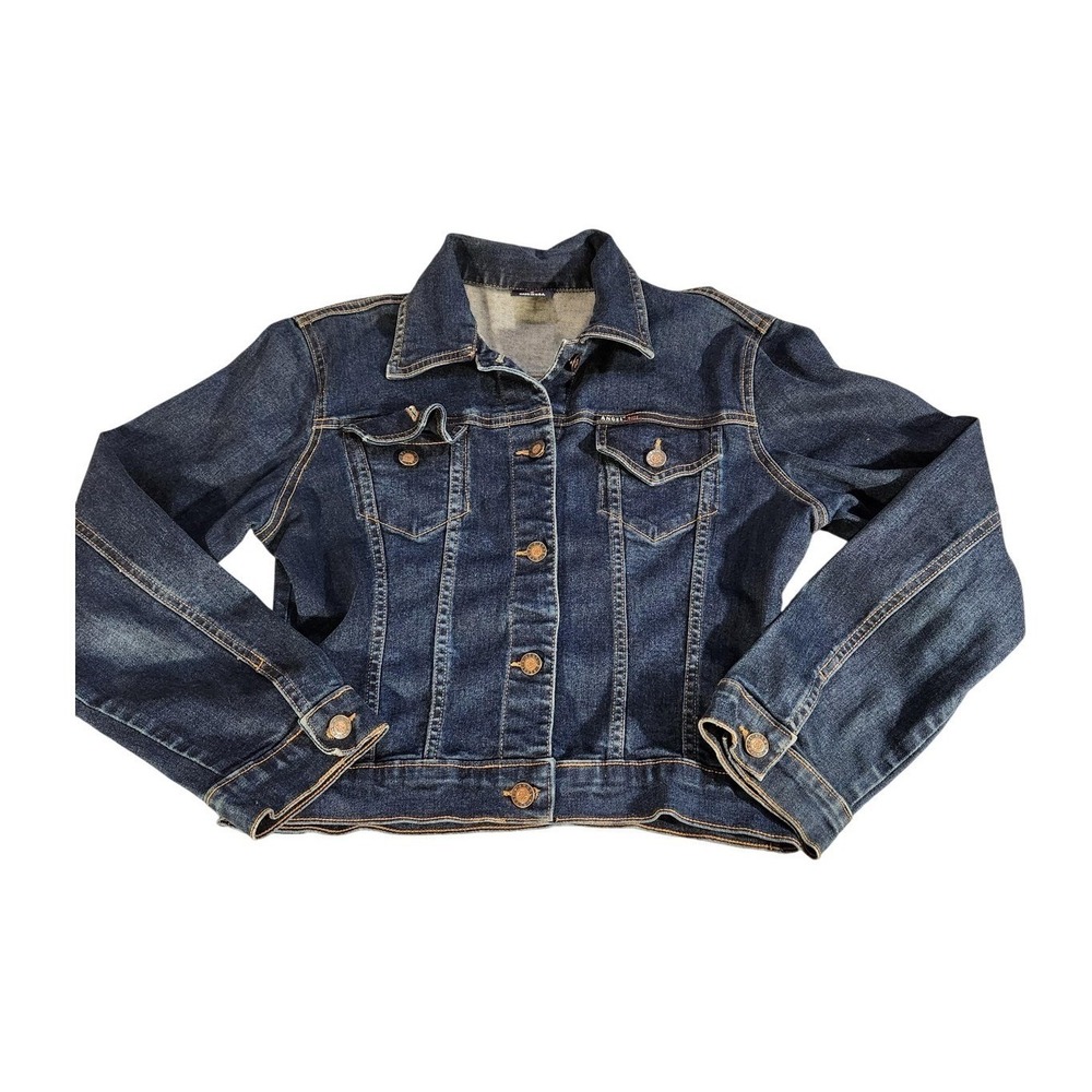 Vintage Y2K Angel Jeans Jacket Womens Medium Trucker Cropped Made USA